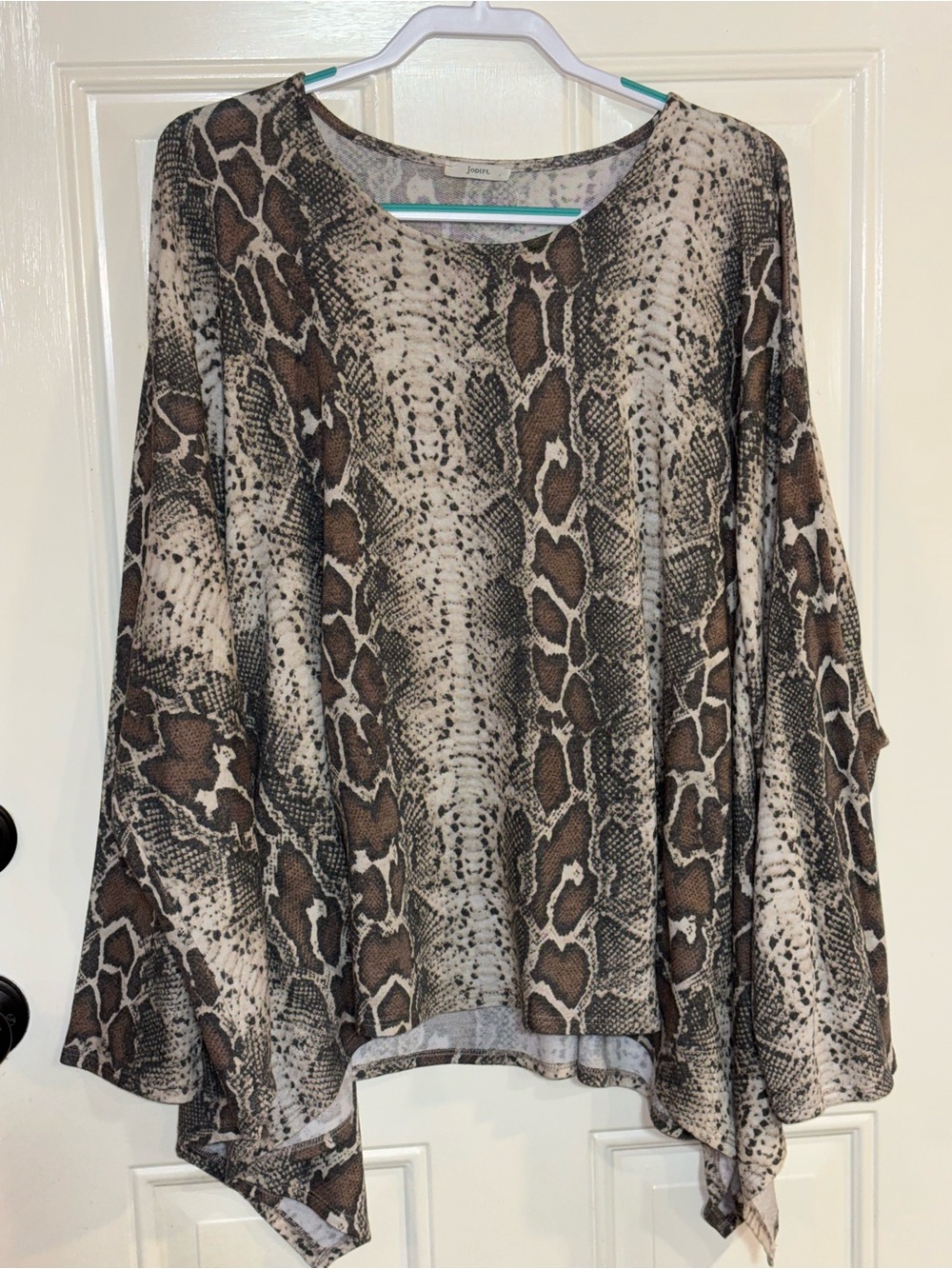 JODIFL Brown and Cream Snake Print Tunic Top